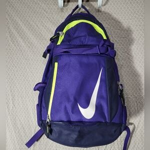 Nike Logo Baseball Purple/Neon Backpack w/Multiple Pockets Used Good Condition